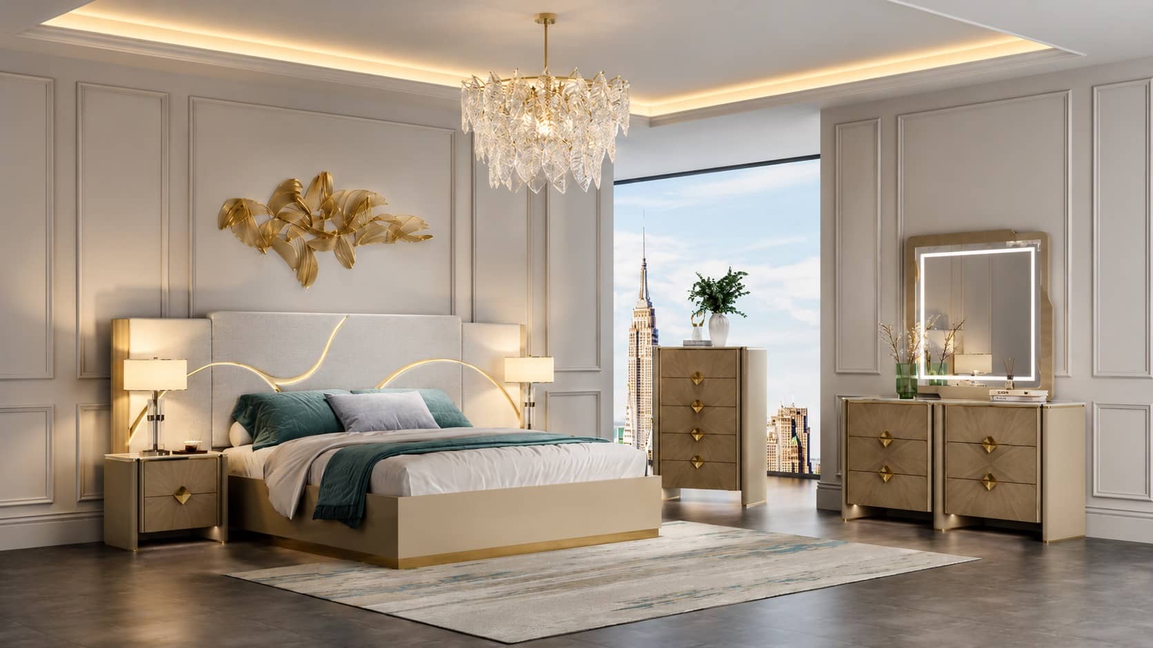Roma bedroom set in dark walnut at Gateway Furniture Edmonton