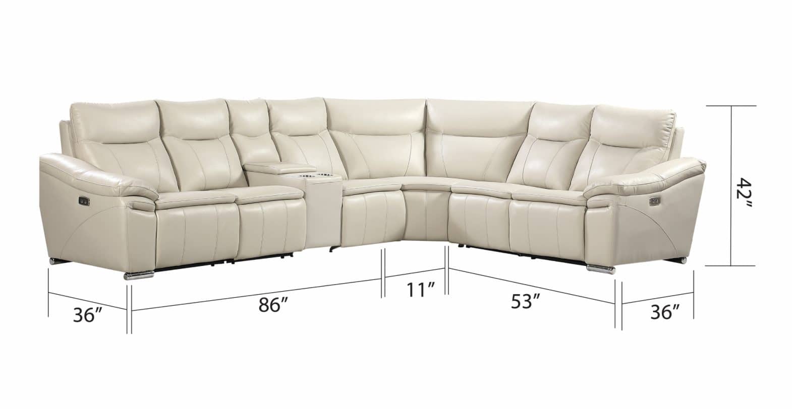 Eliana beige recliner sectional at Gateway Furniture Edmonton